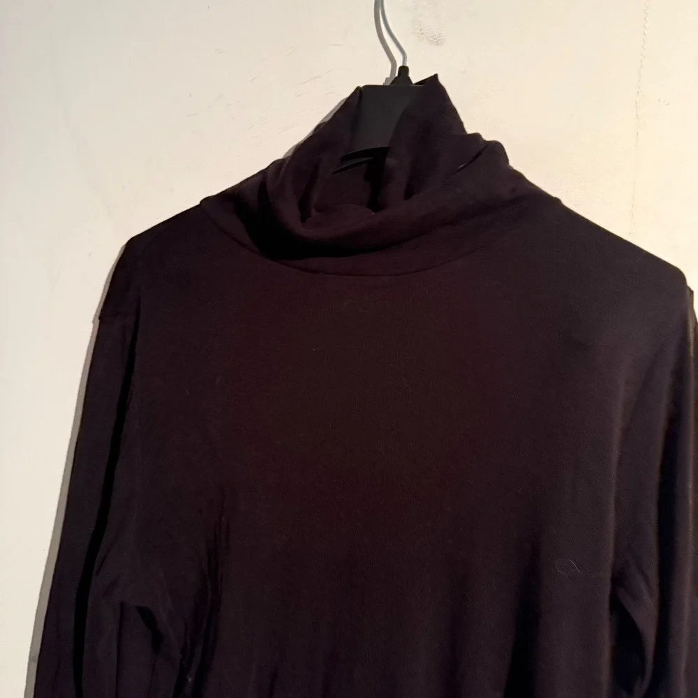 Eileen Fisher Small Black Turtleneck‎ Organic Cotton Blend Basic Statement